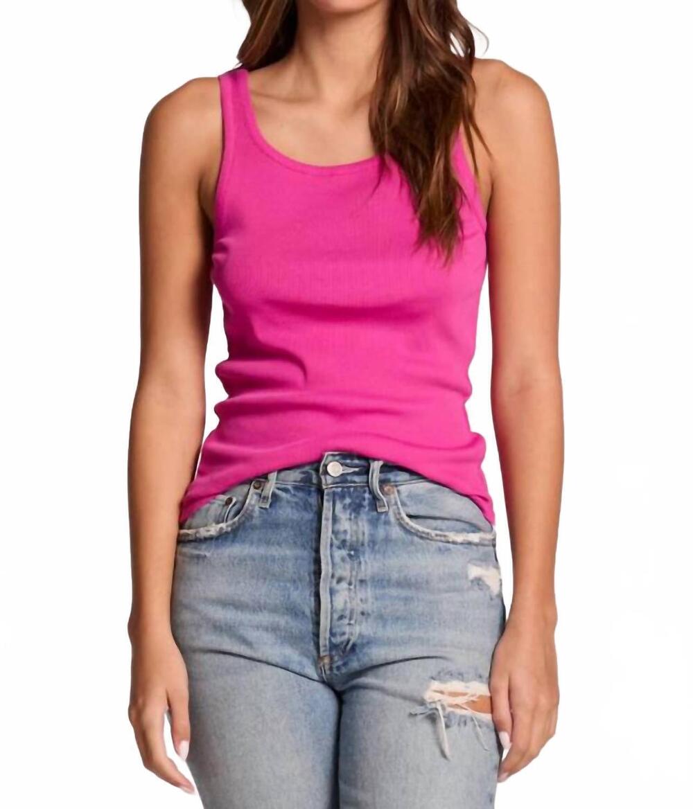NEW CHASER relaxed ribbed tank in electric fuchsia